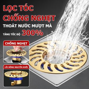 Nắp Cống Sàn Đồng Thau Nguyên Khối Cao Cấp Chống Mùi Hôi 100% Cho Lỗ Khoan 32mm-70mm Lõi Thoát Sàn Nhà Tắm Thông Minh Van Tự Đóng Ngăn Chảy Ngược Thoát Nước Siêu Tốc 300% Phễu Lọc Rác Lắp Đặt 1 Giây Phụ Kiện Nhà Tắm Chất Lượng