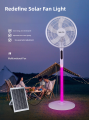 BOSCA 16 Inch 12v DC Standing Solar Powered Outdoor Rechargeable Solar Electric Fan With Solar Panel And Battery USB Charging and RGBW LED Lighting Remote Control BSF-981G. 