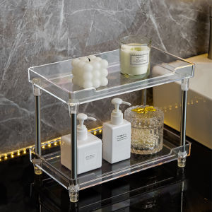 O-KAY Makeup Container Bathroom Cosmetic Storage Rack Organizer 2 Layer Jewelry Nail Polish Kitchen Deskto