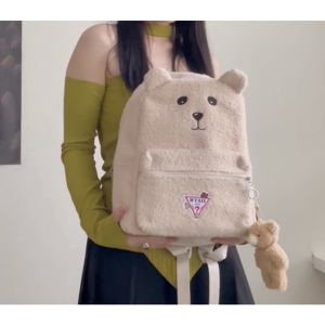WYK120 Tas Ransel Wanita Bulu Wool Beruang Bear Fur Backpack TKM