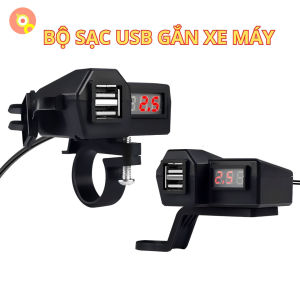 Bộ Sạc Gắn Xe Máy 3197 - 2 Cổng USB Chống Thấm Nước Có Màn Hình Theo Dõi Điện Áp Sạc Nhanh 5V3.1A