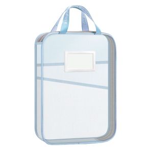 File Bag A4 Grid Bag Transparent Thickened File Zipper Bag Information Bag Receipt School Office Storage