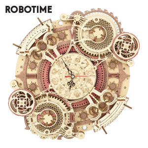 Robotime ROKR Zodiac Wall Clock 3D Wooden Puzzle Games Model Toys Children Kids Gifts -LC601
