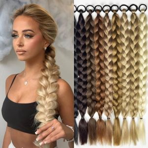 HOT 2pcs Double Ponytail Long Braided Ponytail Boxing Braided Hair Extension Twist Braid Wig Trendy Natural Pony Tail Hairpiece for Women