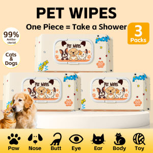 3 Pack 80PCS Pet Wipes Dog Wipes Cat Wipes Multifunctional Grooming Wet Tissues For Cleaning