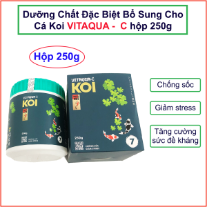 Chất bổ sung đặc biệt cho cá koi Vitaqua C hộp 250g giúp cá koi tăng cường đề kháng chống sốc giảm stress