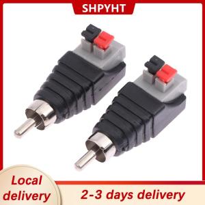 [COD] SHPYHT Local delivery Ship within 24 hours 2Pcs Speaker Wire Cable To Audio Male Cable Jack Quick Press Plug RCA Connector Adapter Speaker Connector Universal Cable