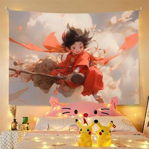 เนชา ins ผ้าพื้นหลังข้างเตียงสไตล์อนิเมะ ผ้าผนังห้องพักนักเรียน ผ้าตกแต่งห้องนอน ผ้าแขวน