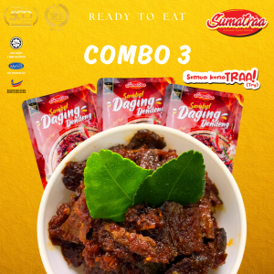 [Ramadhan Berkah Deals] Ready-To-Eat Combo 3 Sambal Daging Dendeng Sumatraa Viral 100g Instant Food dan Travel Friendly