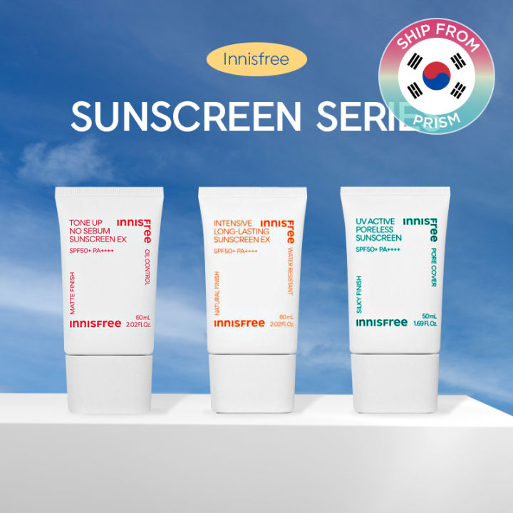Innisfree Sunscreen Series (Tone Up No Sebum, Intensive LongLasting, UV Active Poreless) from