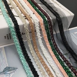 1Yard Pearl Beaded Lace Trim Ribbon Bride Applique Clothes Collar Dress Decor Sewing Fabric