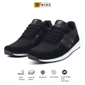 Sepatu Sneakers Pria Wioz W 41454 Sepatu Kets Sport Kuliah Kerja Hangout Olahraga Warna Hitam