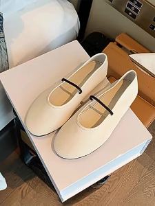 G7 Sheepskin Version ~ Minimalist One-Strap Genuine Leather Soft Sole Mary Jane Shoes for Women Small Heel Ballet Shoes Small Leather Shoes Loafers 7/7
