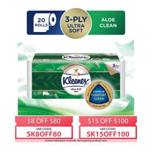 Kleenex Ultra Soft Aloe Clean 3-Ply Toilet Tissue - 20 Rolls