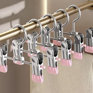 GEMMA 30pcs Windproof Clothes Drying Hanger 360° Rotatable Double Clip Clothes Clips Storage Accessory Multi-Function Pants Hanger Wardrobe Storage