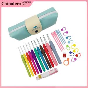 Crochet Hooks Set Yarn Knitting Needles with Case Colorful Crochet Hooks Kit Ergonomic Handle for Mom Grandma Gifts