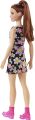 Barbie Fashionistas Doll #187 with Behind-The-Ear Hearing Aids, Brunette Ponytail, Shift Dress & Pink Boots HBV19. 
