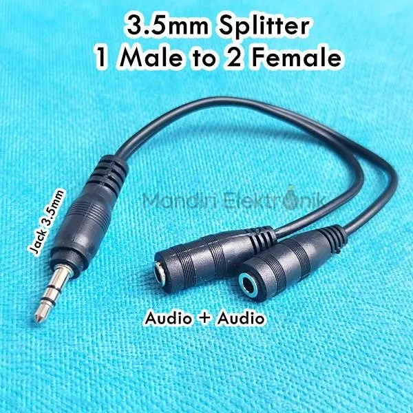 Kabel Audio Splitter to Audio Female Jack Splitter Input  to Output Share Music For Headset