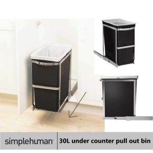 simplehuman 30L 35L Recycler Under Counter Kitchen Cabinet Pull Out Trash Can with Heavy Duty Steel Frame