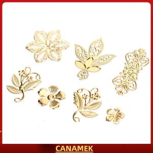 Miễn phí vận chuyển✨ 50pcs cổ điển kim loại lá Filigree hoa Slice Charms DIY Craft đồ trang sức làm