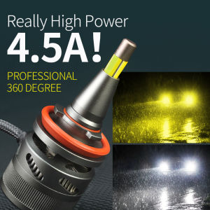(2ชิ้น) ไฟตัดหมอก LED สีคู่ H1 H7 H8 H9 H11 (H16) 9005(HB3) 9006(HB4) 9012(HIR2) ไฟหน้า LED สำหรับรถยนต์หลอดไฟ LED รองรับไฟสูงและไฟหน้าลำแสงต่ำ12V-24V(6000K สีขาว/4300K สีวอร์มไวท์/3000K สีเหลืองทอง)