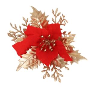 Poinsettia Flowers Christmas Ornaments Artificial Flower Party Supplies for Christmas Tree Wreaths Wedding Decoration