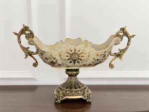 Đĩa đựng hoa quả họa tiết hoa tân cổ điển CB39-DQ