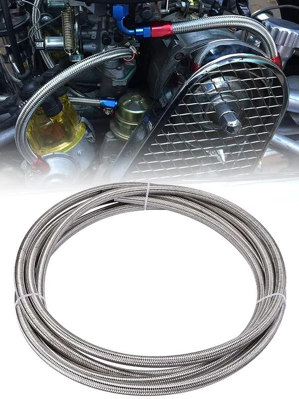 1m 6AN Fuel Line Hose AN6 5/16 Stainless Steel Braided Fuel Hose Durable  CPE Oil Gas Cooler Hose 6AN Fuel Line Hose Stainless Steel Braided 6AN Fuel  Hose GUFUZI