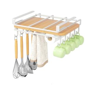 Space Saving Kitchen Storage Rack Convenient Hangings Rack Efficient Storage Organizer for Cutting Board and Mugs