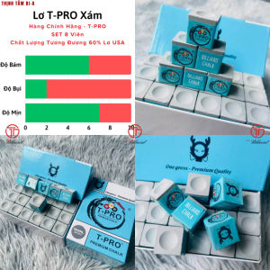 Thịnh Tâm - Set Viên Lơ Bida T-PRO Xanh Xám Mịn Phấn Lơ Bi-a TPRO Bám Đầu Cơ