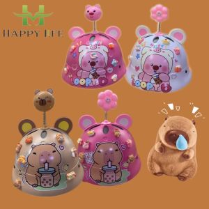 Nón bảo hiểm vành tròn nón bảo hiểm cao cấp có mút xốp Capypara Loppy cute đáng yêu kèm phụ kiện - Happy Home 4U