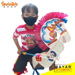 1 Set - Paket mainan anak jaranan kuda lumping anak + pecut/cambuk + stelan baju size Paud-SD - KUDA LUMPING KHAS MADURA (Jaranan madura) - Kuda Kepang Jaranan TK