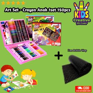 Crayon Anak Set 150 pcs Set Spidol Alat Menggambar Mewarnai Pensil Krayon Set Art Colouring Free Bubble Wrap / K P