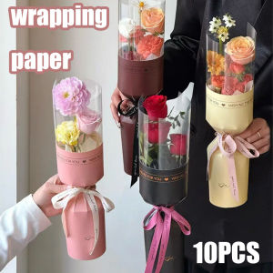 10Pcs/Set Round Flower Wrapping Paper in Clear Plastic Ideal for ValentineS Day WomenS Day Anniv Day