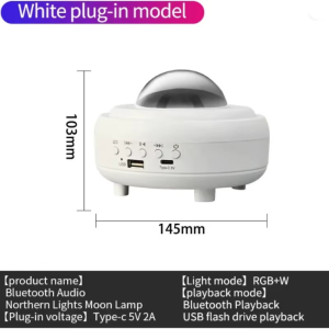 JBMBHC Bedroom Atmosphere Light 360° Dynamic Starry Sky Projector RGB Northern Lights Lamp USB Bluetooth Music Player Nightlight for Home Party