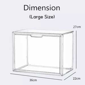 [Set of 2] Premium Full Acrylic Magnetic Transparent Big Bag Popmart Figurine Shoes Sneaker Case Display Box Cosmetic Storage Organizer