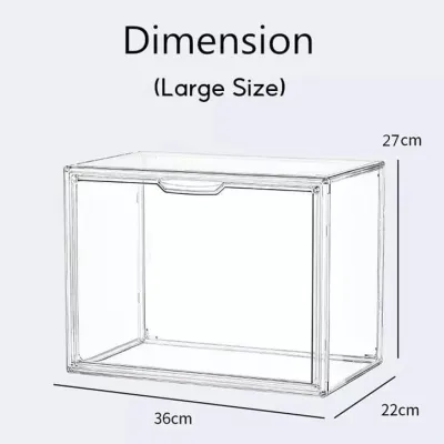 [Set of 2] Premium Full Acrylic Magnetic Transparent Big Bag Popmart Figurine Shoes Sneaker Case Display Box Cosmetic Storage Organizer