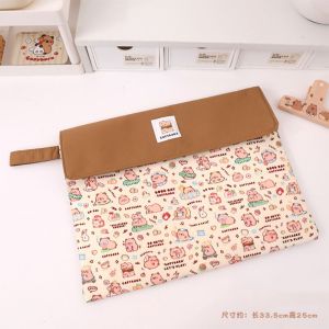ANBIHE Washable Fabric Capybara Document Bag Multifunction Durable Cartoon Paper Storage Bag Zip File Bag Funny Capybara File Folders Makeup Bags