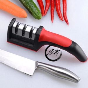 3 in 1 Knife Sharpener Anti Slip Stainless Steel Rubber Handle Kitchen Knife Polishing Alat Pengasah Pisau Gunting