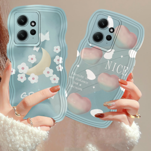 (Lokal Ready) Xinyu Casing hp Redmi 12 Note 12 4G Note 12 Pro Note 11S 11 Pro Redmi A2 A1 Redmi 10 10C 10A 9A 9C 9T Note 10 5G Note 10S Note 9 Note 9 Pro Note 8 Peach Heart dan Flower Moon Wavy Edge Soft Case