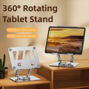 ZOOGGJZ ปรับได้ แท่นวางแท็บเล็ต แบบพับได้ 360 ° หมุนได้ ที่วางแท็บเล็ต ใหม่ โลหะ ขาตั้งแล็ปท็อป สำหรับแล็ปท็อปและแท็บเล็ตขนาด 10-13 นิ้ว