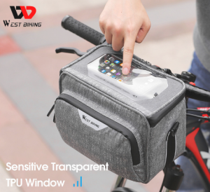 WEST BIKING Bicycle Handlebar Bag MTB Bike Front Storage Bag With Touch Screen Phone Pouch Waterproof Multifunction Shoulder Bag