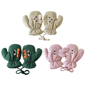 Kids Tear Resistant Snow Gloves With Adjustable Design and Loop Wrist Warm Lined Winter Sports Accessories