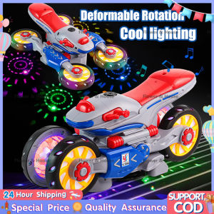 Universal transforming motorbike light music stunt rotating children electric toy car