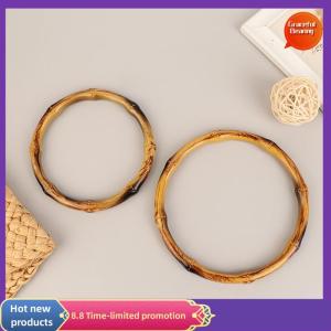 Graceful 1Pc Bamboo Purse Handle Frame Hanger DIY Bamboo O Bag Handle Bag Straps Replacement Bamboo Handles Handcraft Wooden Rings