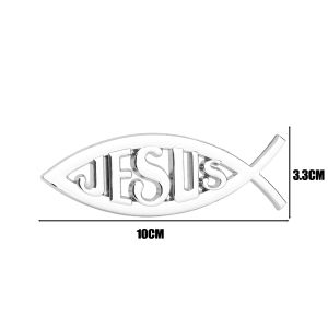 2PCS 3D Metal Jesus Fish Car Sticker Christian Fish-shaped Symbol Logo Car Emblem Badge Sticker Popular Auto Decal Decoration