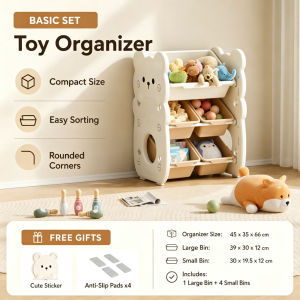 BABEGO Multi-Layer Baby Toy Storage Organizer Rack With Storage Bins Children Bookshelf Ideal For Home Nursery Room Tidying