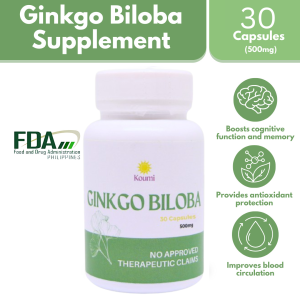 Koumi Ginkgo Biloba Capsule 500 mg – 30 Caps | Brain Memory & Vision Support Anti-Stress