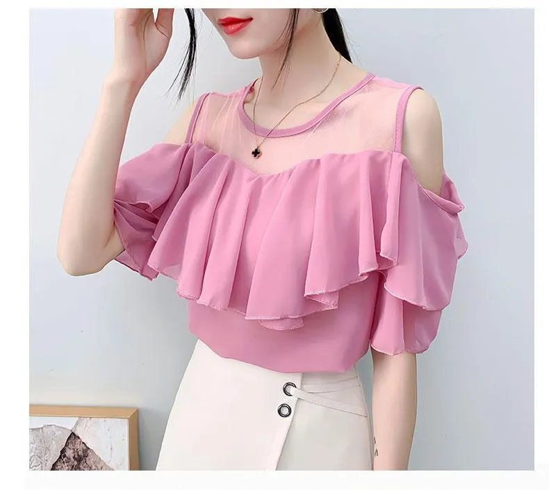 Tops for Women Casual Summer Women's Casual Off Shoulder Tops