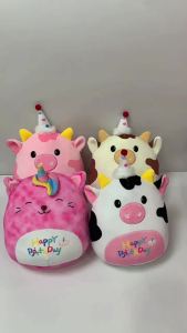 Squishmallows Plush Birthday Cow Pillow Christmas Tree Cushion Christmas Home Decoration Xmas Gift for Kids